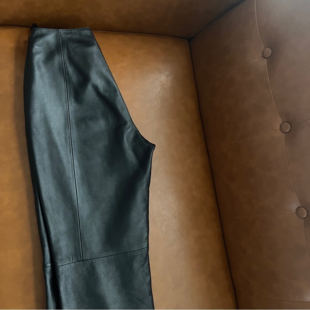 Hugo Buscati High Waisted Straight Black Genuine Leather Pants Size 4 - Picture 9 of 13